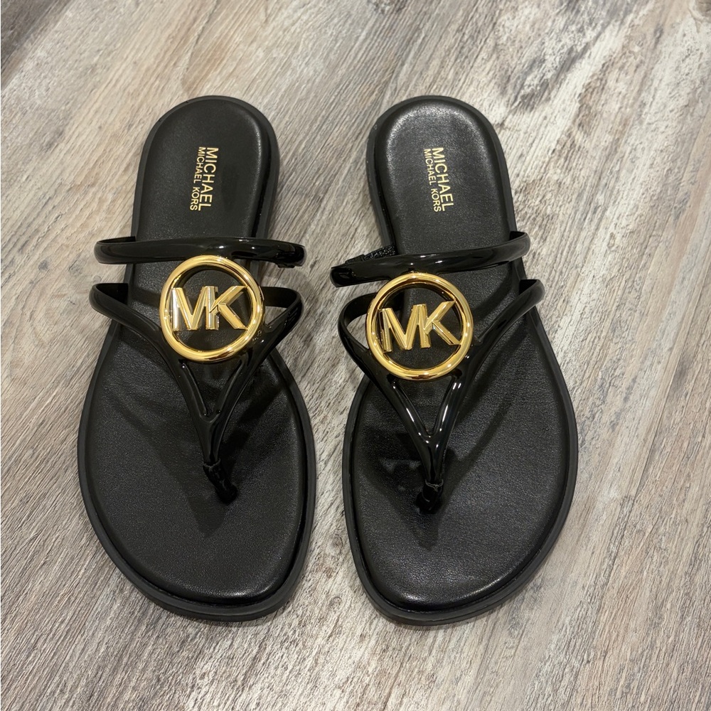 MICHAEL KORS HAMPTON LEATHER SANDALS